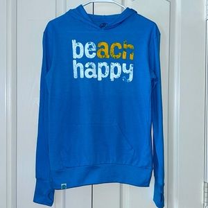 Dumpster Diver Long Sleeves hoodie T-Shirt Blue Beach Happy Size Small Blue